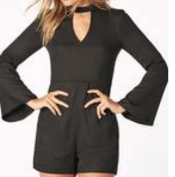 JustFab Other - Black Bell Sleeved Shorts Romper